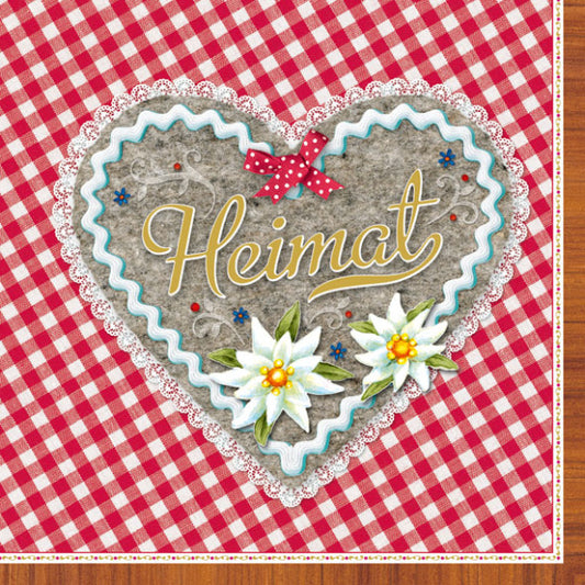 Dinnerserviette Heimat Herz Rot