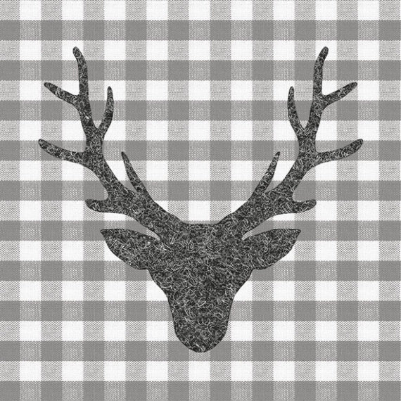 Dinnerserviette Stag Head Grey